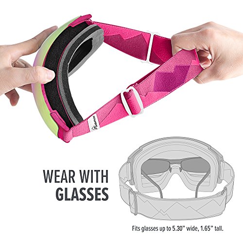 OutdoorMaster gafas de esquí PRO - Lente intercambiable sin marco 100% Protección UV400 Gafas Ski Snowboard for Mujer & hombre (Rosa, VLT17% Rosa)