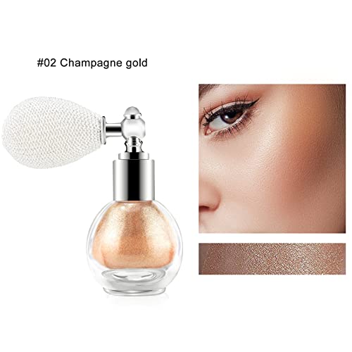 Ownest Glitter Powder Spray, brillo resaltador spray brillo brillo brillo polvo maquillaje spray para el cuerpo cosmético-champán
