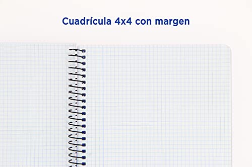 Oxford, Cuadernos A5, Pack de 5 Libretas de Tapa Plástico con Espiral, 80 Hojas con Cuadrícula 4x4, Colores Surtidos