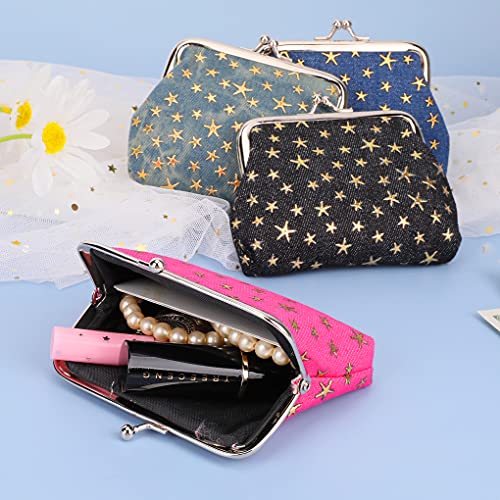 Oyachic 4 Piezas Pequeño Portamonedas Kiss Lock Coin Purse Retro Carteras Vintage Monedero para Monedas con Cierre Clic-Clac (Star)