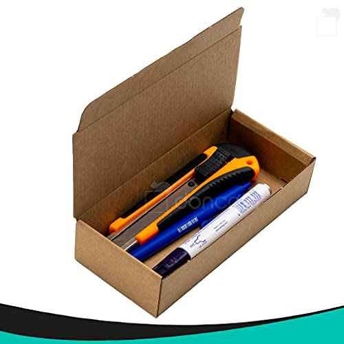 Pack 25 cajas | cartón pequeñas, para envíos ecommerce automontables kraft, paqueteria, almacenaje , packaging, regalos, envio postal, Ideal ecomerce. (18 x 8 x 4cm, Pack 25 cajas)