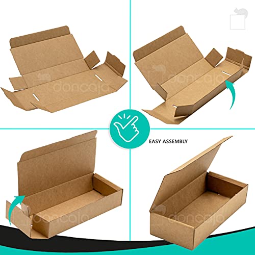 Pack 25 cajas | cartón pequeñas, para envíos ecommerce automontables kraft, paqueteria, almacenaje , packaging, regalos, envio postal, Ideal ecomerce. (18 x 8 x 4cm, Pack 25 cajas)