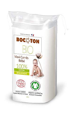 Pack 720 Maxi Cuadrados Bebé Tamaño 90 x 110 mm, doble cara 100% algodón natural biológico más suave que un algodón lavable, económico y práctico, una cara mini rayas, una cara suave.