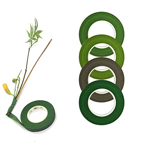 Pack de 6 Cinta Floral Verde, Cinta de Florista, Cinta de Floristería, Cinta de Tallo Marrón Blanco para Ramo, Decoraciones, Artesanía, Stem, Envoltura de Flores, Manualidades, Boda, 27m (6 Colores)