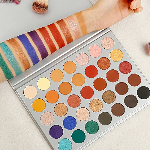 Paleta de maquillaje sombra de ojos, 35 colores de sombra de ojos, metálicas y brillantes, muy pigmentadas, colores de otoño