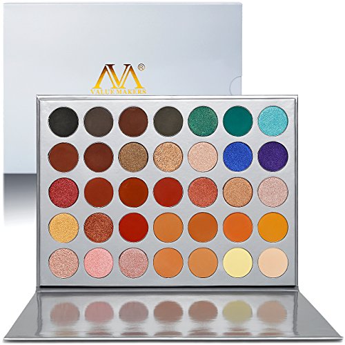 Paleta de maquillaje sombra de ojos, 35 colores de sombra de ojos, metálicas y brillantes, muy pigmentadas, colores de otoño