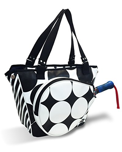 Paletero de Pádel - Con bolsillo para Pala de Pádel - Paletero Pádel Mujer - Bolsa Impermeable - Ideal para Guardar Zapatillas, Ropa y Pelotas de Pádel - Diseño Lunares Blancos - 45 x 36 x 13 cm