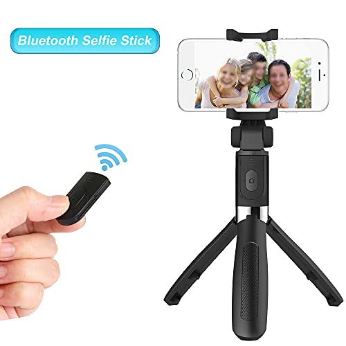 Palo selfie con Bluetooth, trípode 3 en 1, ampliable, monopod palo selfie con disparador remoto por Bluetooth, giratorio 360°, monopod portátil, soporte para teléfono móvil, cámara pequeña