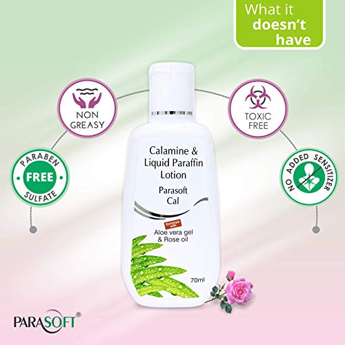 Parasoft Cal Body Lotion Enriched With Goodness Of Calamine, Aloevera And Rose Oil For Relief From Summer Rash 70 ml Pack