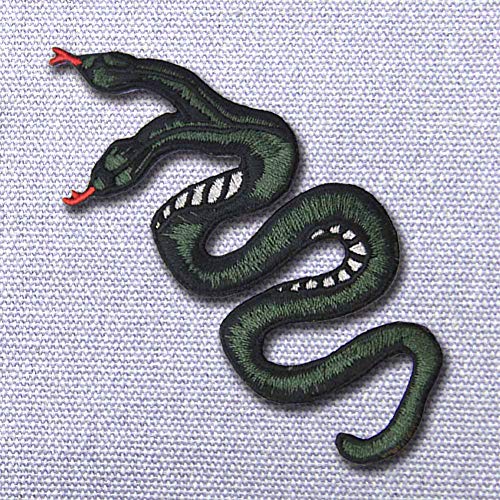 Parche bordado de serpiente, emblema para coser o planchar Double Headed Snake