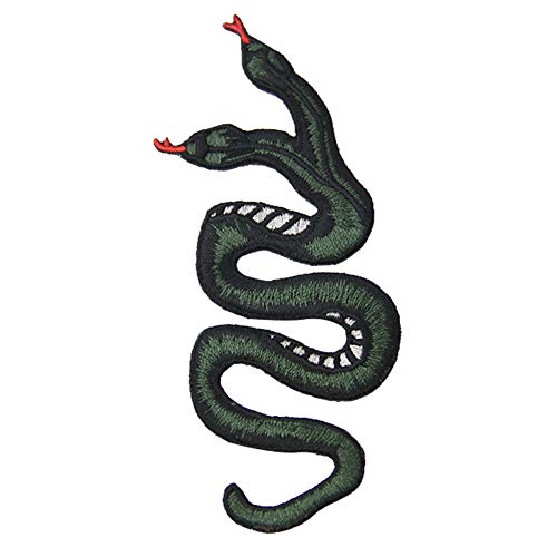 Parche bordado de serpiente, emblema para coser o planchar Double Headed Snake