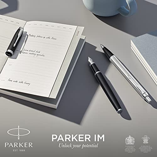 Parker IM - Bolígrafo Roller, Blíster Paquete, color Marrón (Dark Espresso Chrome trim)