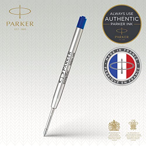 Parker Quinkflow recambio para bolígrafo de punta mediana, azul, paquete de 2