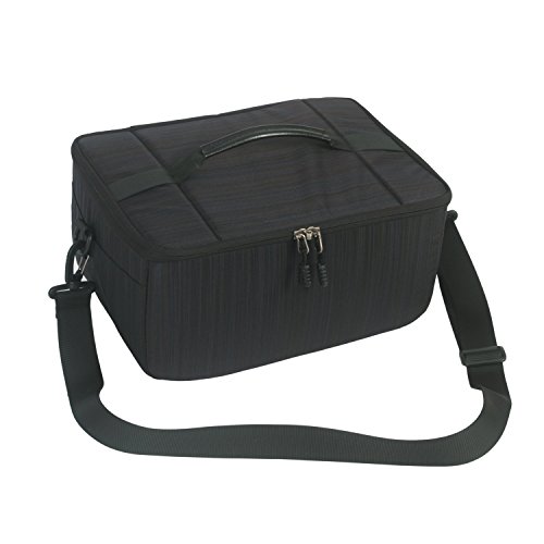 Partición A Prueba de Golpes Impermeable Cámara Acolchada Bolsas Caso Protección Insertar DSLR SLR con Top Asa y Bandolera Ajustable para Lentes Shot o Luz de Flash (Negro)