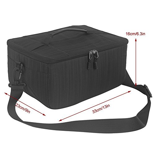 Partición A Prueba de Golpes Impermeable Cámara Acolchada Bolsas Caso Protección Insertar DSLR SLR con Top Asa y Bandolera Ajustable para Lentes Shot o Luz de Flash (Negro)