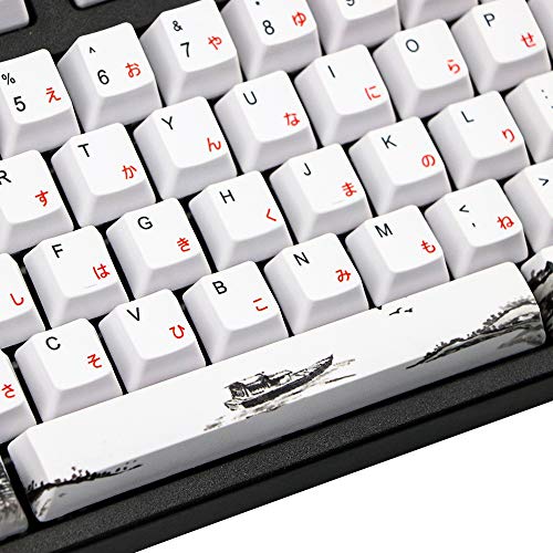 Pceewtyt 110 teclas PBT teclas de coloración por sublimación, flor de ciruelo, perfil de cerezo, tapa para teclado mecánico, juego japonés