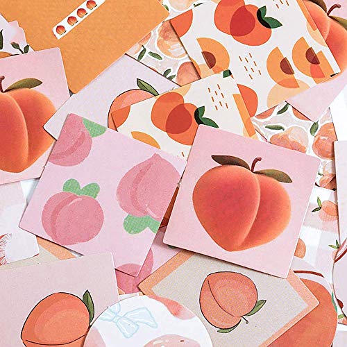 Pegatinas de papel Washi en caja para manualidades, tamaño mini, diseño de frutas y durazno, para ordenadores, álbumes de recortes, diarios, álbumes de fotos, funda para teléfono (melocotón)