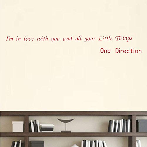 Pegatinas de pared con texto en inglés "I'm in Love with You" en inglés "One Direction" - Adhesivo de pared de PVC para decoración de dormitorio (90 x 15 cm)