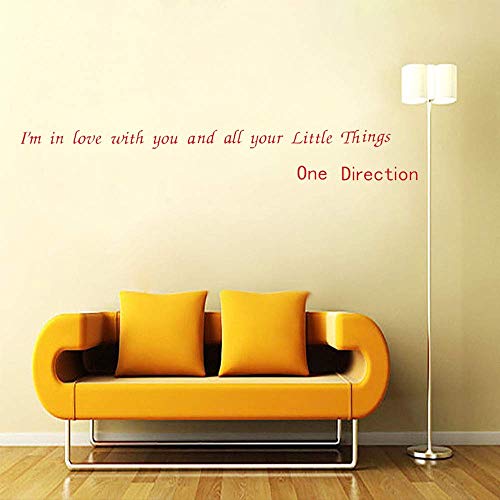 Pegatinas de pared con texto en inglés "I'm in Love with You" en inglés "One Direction" - Adhesivo de pared de PVC para decoración de dormitorio (90 x 15 cm)