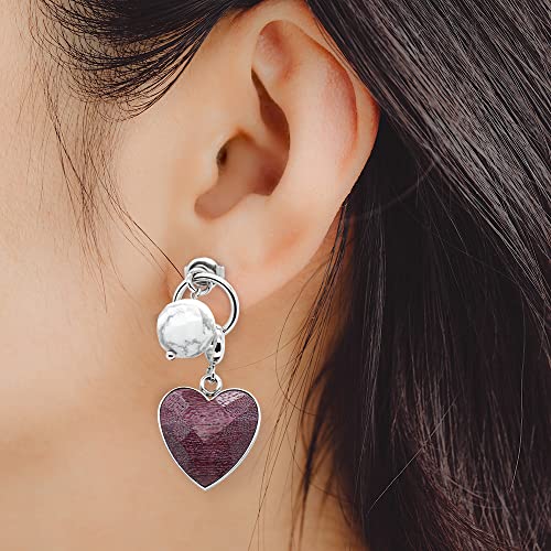 Pendientes BEWELL hechos a mano de madera con forma de corazón púrpura y acero inoxidable, joyería de moda, regalos de cumpleaños para mujeres y niñas