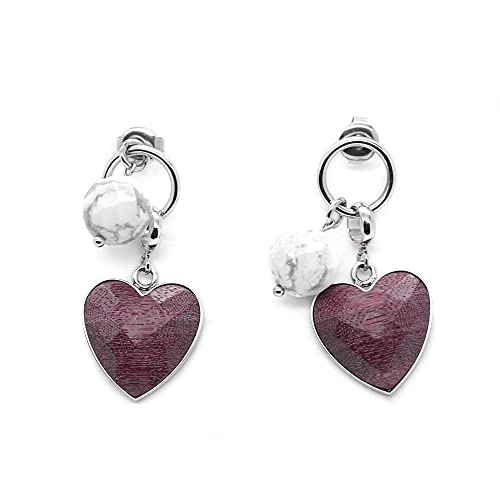 Pendientes BEWELL hechos a mano de madera con forma de corazón púrpura y acero inoxidable, joyería de moda, regalos de cumpleaños para mujeres y niñas