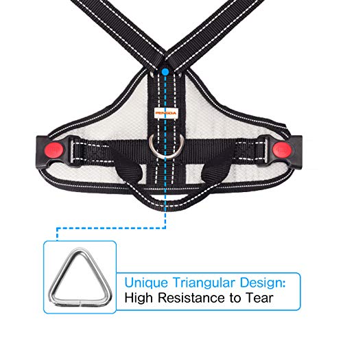 PENGDA Arnés Perros Sin Tirón Chaleco para Mascotas Grande Arnés para Automóvil con Asa Malla Reflectante Transpirable Ajustable Cómodo para Entrenamiento al Aire Libre o Caminar Ligero(Plata)