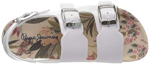 Pepe Jeans London Bio Basic Buckles Kids, Sandalia, 800 Blanco, 24 EU