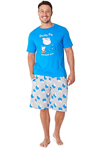 Peppa Pig Pijama Hombre Verano, Pijama Corto Hombre M - 3XL, Regalo Dia del Padre (Azul, XL)