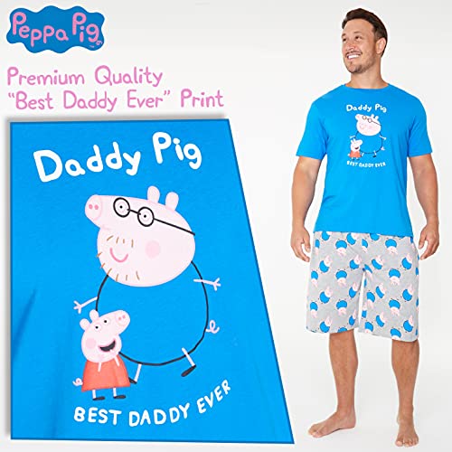 Peppa Pig Pijama Hombre Verano, Pijama Corto Hombre M - 3XL, Regalo Dia del Padre (Azul, XL)