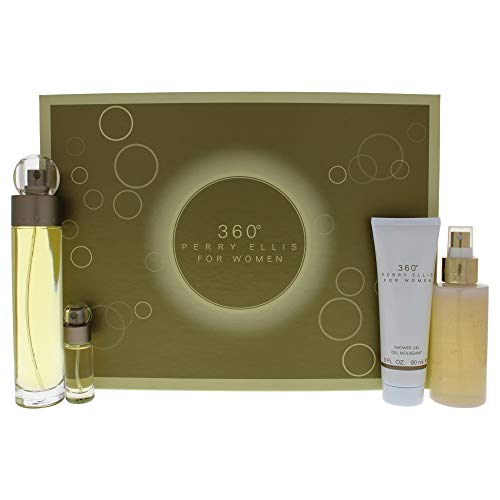 perry ellis 360 by Perry Ellis Gift Set - 3.4 oz Eau De Toilette Spray + 4 oz Body Mist + 3 oz Shower Gel + .25 Mini EDT Spray / - (Women)