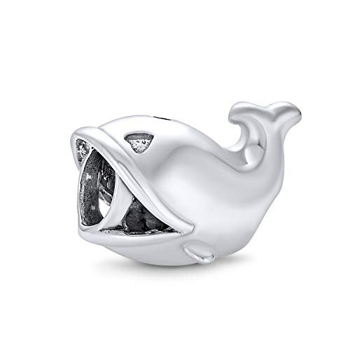 Pesca náutica Ocean Sea Whale Charm Bead For Women For Teen Oxidized .925 Sterling Silver Fits European Bracelet