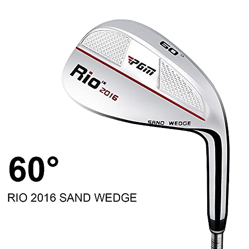 PGM Golf Sand Wedge Nueva cuña de Lanzamiento de 56 Grados o 60 Grados para Elegir, Regular, aleación de Zinc y Acero Estable, diestros, 35",Silver/Red Line 60°