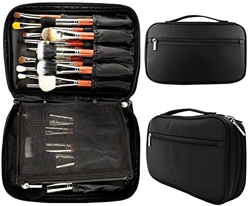 PhieeSeriy Maquillaje Cepillos Organizador Bolso, Bolsa Maquillaje con Divisores Bolsillos,Neceser para Herramientas de Maquillaje,Bolsa de Cosméticos Portátil,para Todo Tipo de Brochas de Maquillaje