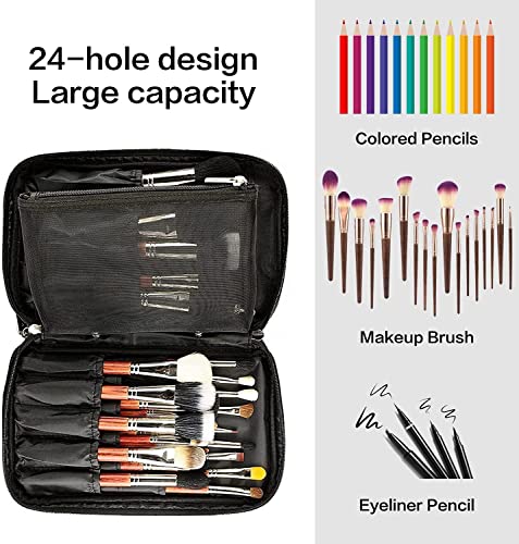 PhieeSeriy Maquillaje Cepillos Organizador Bolso, Bolsa Maquillaje con Divisores Bolsillos,Neceser para Herramientas de Maquillaje,Bolsa de Cosméticos Portátil,para Todo Tipo de Brochas de Maquillaje