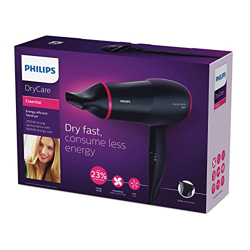 Philips DryCare BHD029/00 secador Negro 1600 W - Secador de pelo (Negro, Con agujero en la empuñadura para colgar, 1,8 m, 1600 W, 220-240 V, 50-60 Hz)