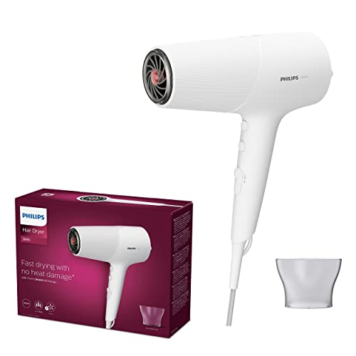 Philips Secador De Pelo De La Serie 5000 De Con Tecnología Thermoshield, 3 Posiciones De Calor Y 2 De Velocidad, Potencia De Secado De 200 W, Bhd500/00, White Metalic