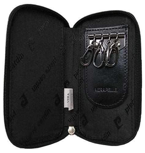 Pierre Cardin Juego de regalo para hombre, juego de cartera y llavero, conjunto de cinturón y cartera de piel, cartera para hombre, niño, slim, Negro y azul.,