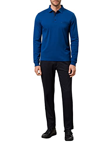 Pierre Cardin Longsleeves Polo Interlock Basic Plus Camisa, Azul, XXXXXL para Hombre