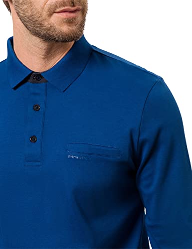 Pierre Cardin Longsleeves Polo Interlock Basic Plus Camisa, Azul, XXXXXL para Hombre