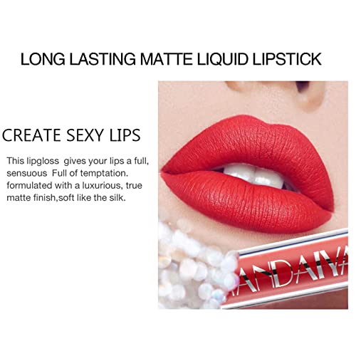 Pintalabios, Mate Líquido Pintalabios Lápiz labial Conjunto, mate impermeable Brillo de labios Duradero Copa antiadherente lápiz labial Kit de maquillaje Lip Glaze (02)