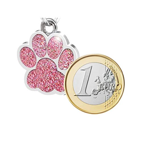 Placa Chapa de identificación Personalizada para Collar Perro Gato Mascota grabada (Rosa)