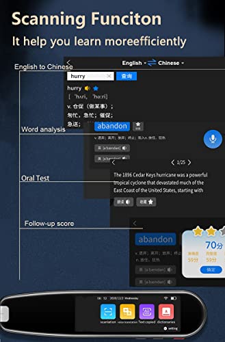 Pluma de Lectura de Traducción Traductor de Idiomas Instantáneo Portátil Lápiz Traducir de Escaneo Inteligente | Extracto de Texto | Diccionario Electrónico | Grabación Inteligente