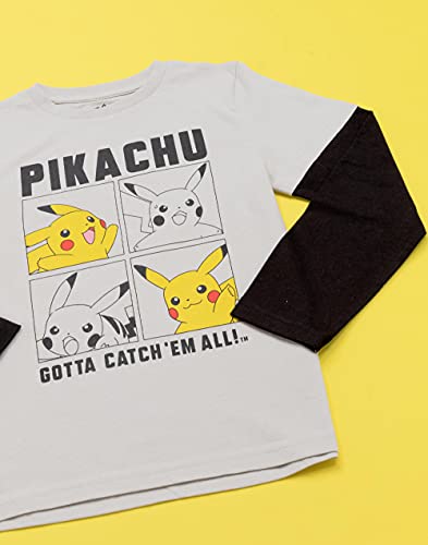 Pokemon Camiseta niños niños Patinador Ropa Gris Pikachu Juego Top 13-14 años