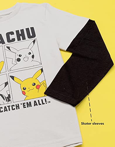 Pokemon Camiseta niños niños Patinador Ropa Gris Pikachu Juego Top 13-14 años