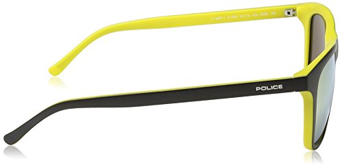 Police Hot 1 Gafas de Sol, Semi Matt Black & Yellow Frame/Gold Mirror Lens, 53 Unisex