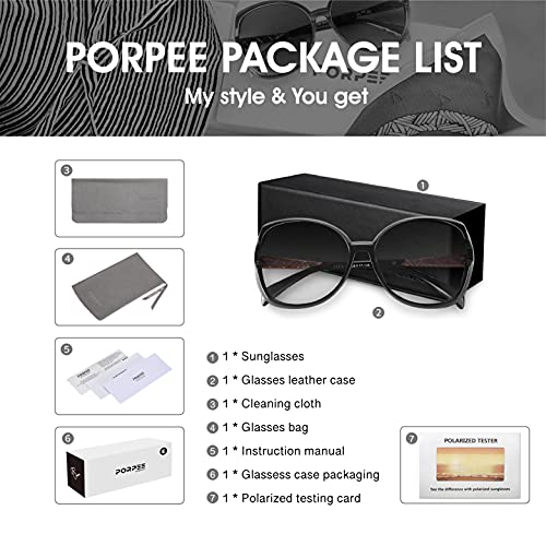 PORPEE Gafas de Sol Mujer Polarizadas, 2021 Gafas de Sol Moda con Tecnología de Incrustación de Diamante - Lentes polarizantes HD de Nylon | UV400 Protection | Resistencia al Deslumbramiento