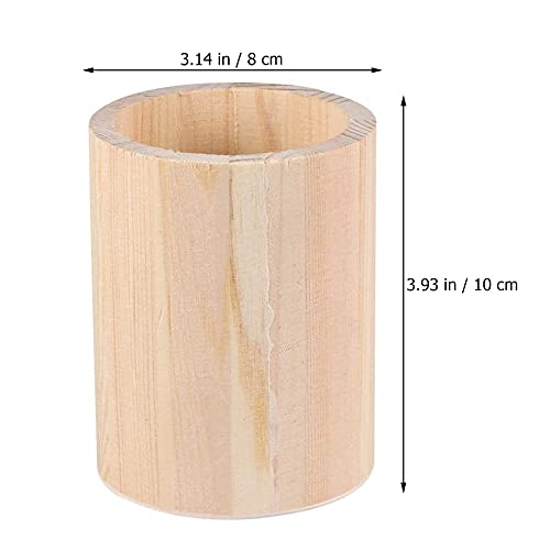 Portalápices de Bambú, 2 Piezas Portalápices de Madera de Bambú, Portalápices de Madera Redondo, Cuadrado Redondo de Madera Diy Portalápices Redondo de Madera para Lápices, Pinceles de Maquillaje