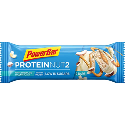 PowerBar Protein Nut2 White Chocolate Coconut 18x(2x22,5g) - Barras de Proteína con Bajo Contenido de Azúcar