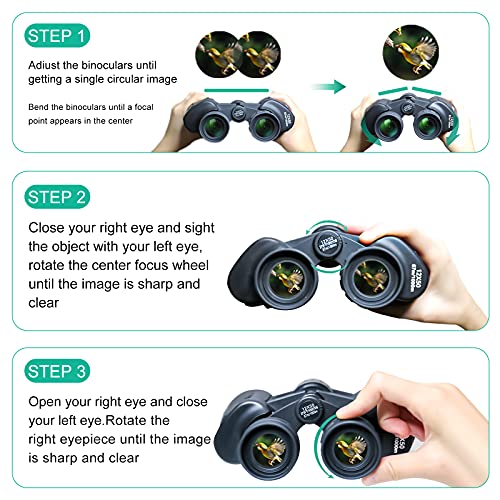 Prismáticos para adultos, 12 x 50 pulgadas, impermeables y compactos con visión nocturna, prismáticos de lente de prisma FMC BAK4 superclaros, perfectos para observación de aves, senderismo