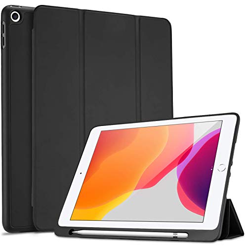 ProCase Funda Compatible con 10.2" iPad 8 2020 y iPad 7 2019, Carcasa Plegable con Portalápiz, Tapa Inteligente y Reverso Flexible TPU para 2020 y 2019 10.2" iPad 8ª / 7ª Geneación -Negro